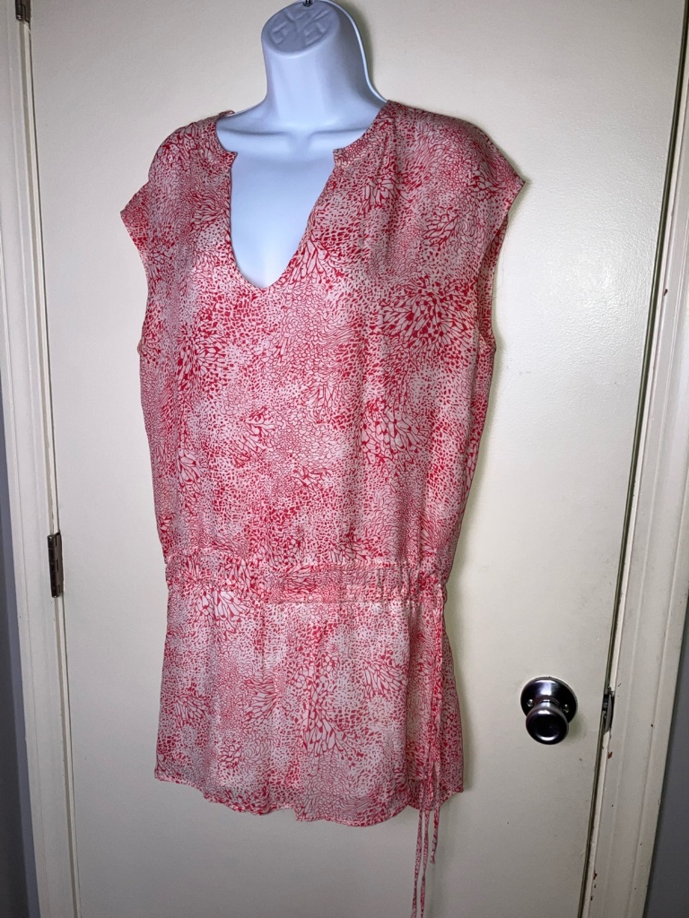 Rory Beca Silk Pink Flowy Drawstring Waist Tunic Size Medium